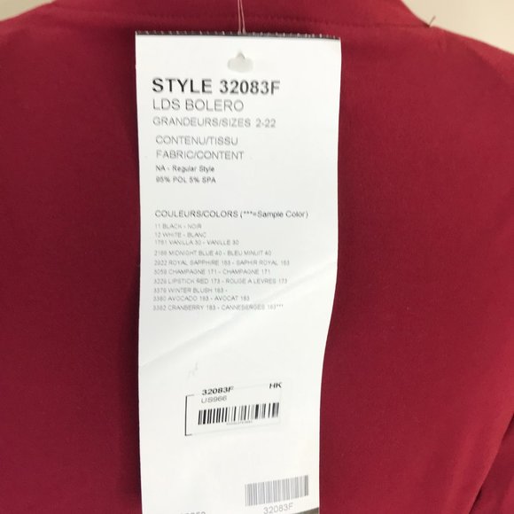 NWT Joseph Ribkoff Crop Bolero 3/4 Sleeve Short Jacket Cranberry 32083F - Picture 5 of 5